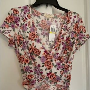 Ladies fax cross wrap top NWT
